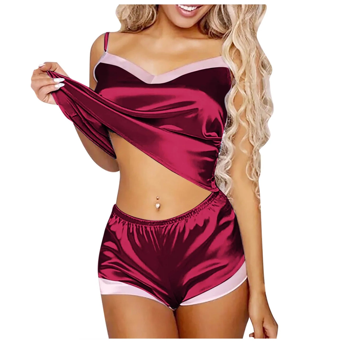 Lingerie Set For Women Sexy-lingerie Sleepwear Satin Silk Babydoll Nightwear Pajamas Set Lingerie Set Plus Size Female Underwear luvshop24