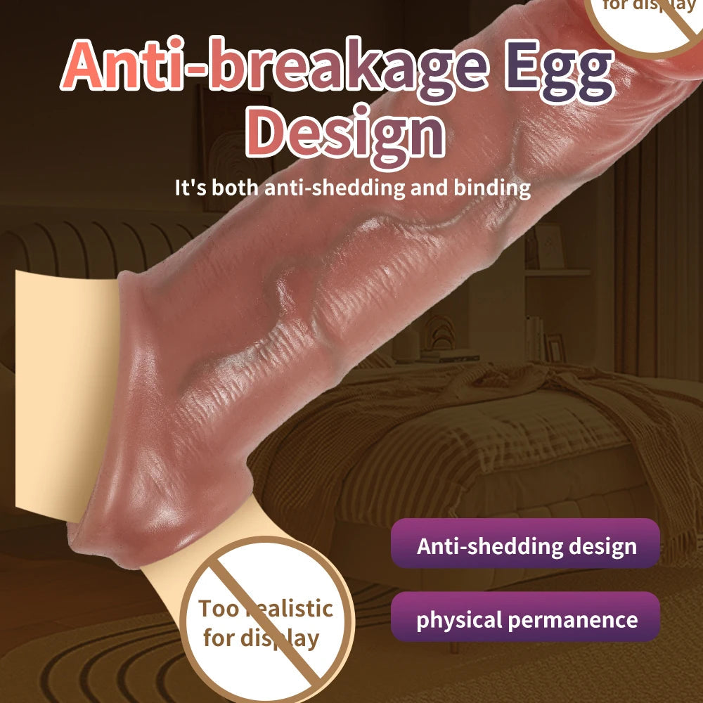 Realistic Penis Extension Cock Sleeve Reusable Penis Enlarger Delay Condoms For Men Dildo Enhancer Couple Flirting Sex Toys luvshop24