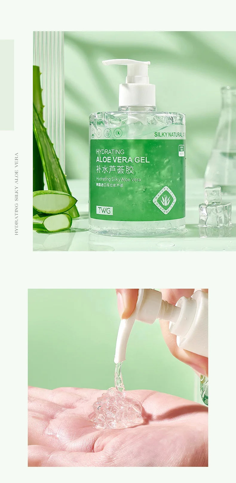 Aloe Vera Gel 500g Large Bottle Moisturizing Aloe Gel Large Capacity Hydrating and Moisturizing luvshop24