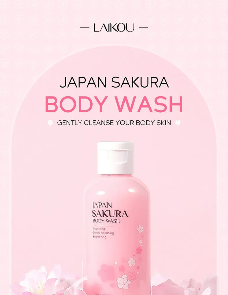 LAIKOU Sakura Shower Gel Long Moisturizing Smooth Long Lasting Fragrance Gentle Foam Body Cleansing Bath Product 100ml luvshop24