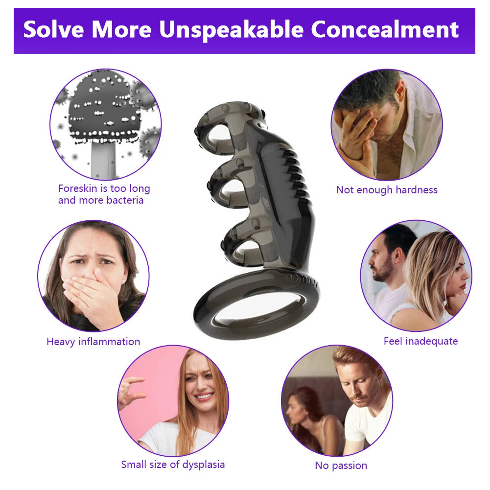 G Spot Stimulator Bullet Vibrator Cock Sleeve Penis Vibrating Ring Ejaculation Delay Strap on Dildo Enlargement Extender adult luvshop24