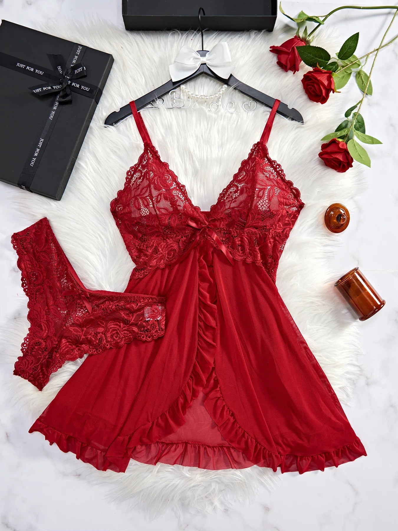 Women's Underwear Sexy Lingerie Set Erotic Bra Nightdress Sexy Lace Sleepwear Solid Slim Soft Dresses Erotic Sleepwear & Dresses luvshop24