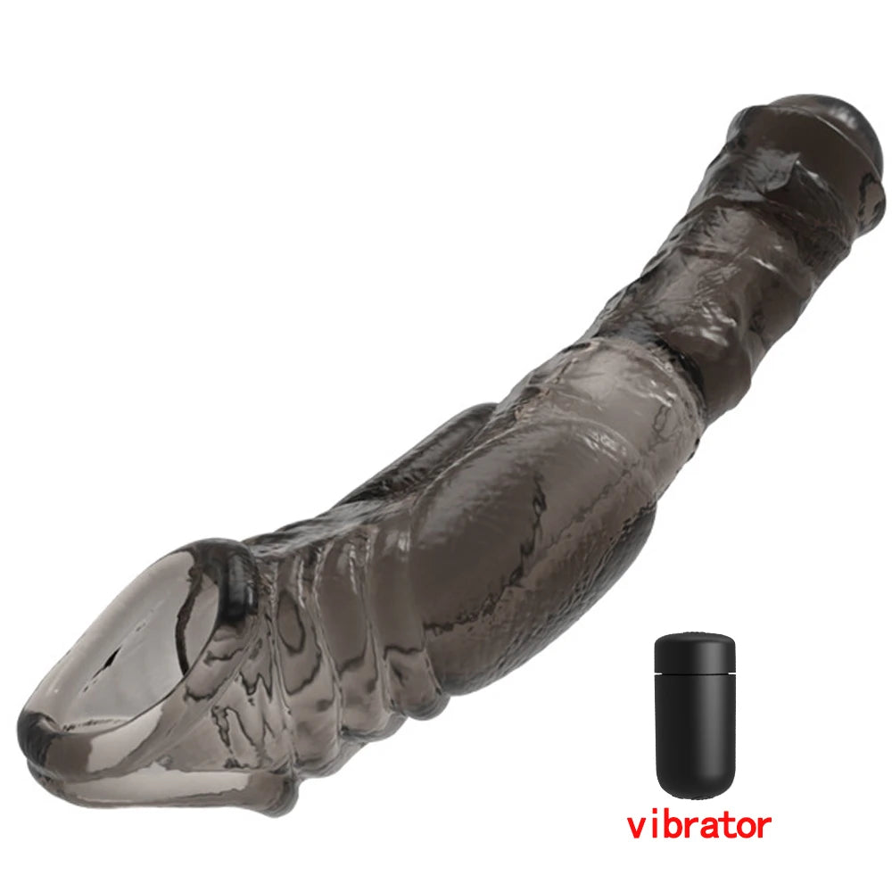 HESEKS Vibrating Penis Sleeve Vibrator for Men Couple Penis Extender Cover Reusable Special Condom Cock Erotic Toys for Men luvshop24
