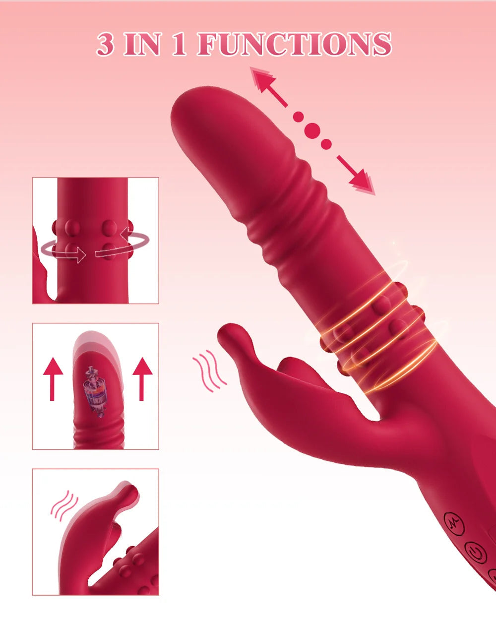 Telescopic Rabbit Vibrator Rotating Massage Vaginal Clitoris Vibration Stimulator G-spot Orgasm Masturbator Adult Couple Toys luvshop24
