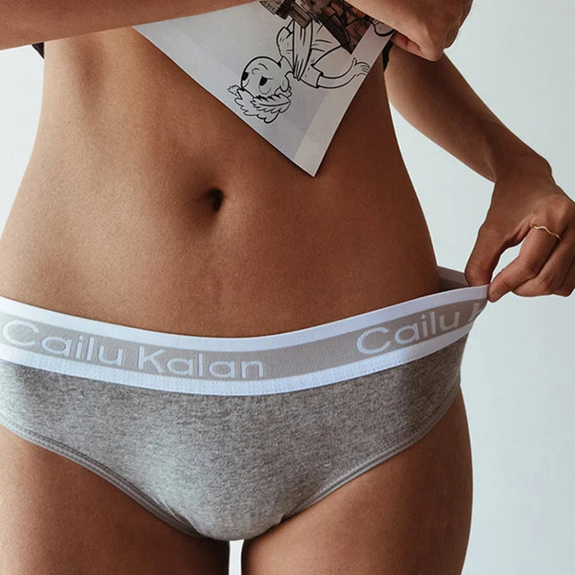 Ladies Breathable Cotton Knickers Elastic Silver Edged Belt Women's Underpants Sexy Wrap Buttocks Panties Seamless Girls Briefs luvshop24