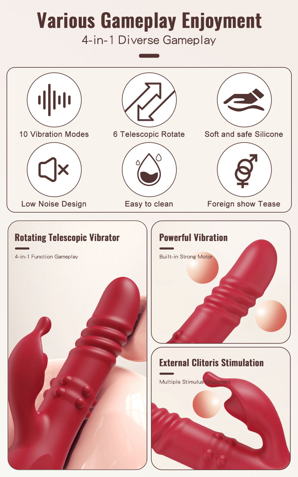 Rabbit Vibrator For Women Powerful G Spot Telescopic Rotating Clitoris Vagina Stimulator Female Masturbator For Adult Sexy Toys luvshop24