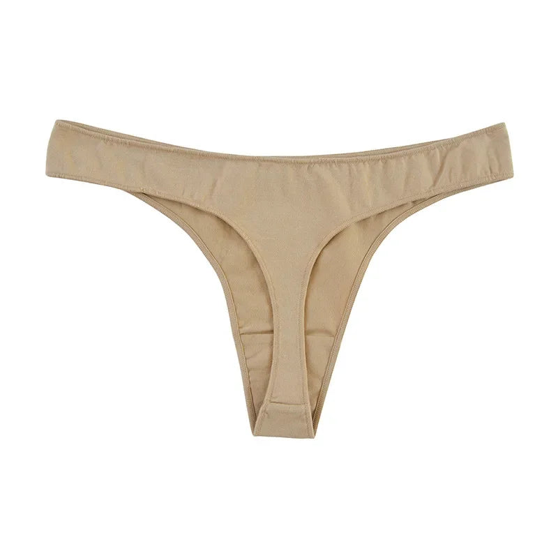 6pcs Cotton Women's Thongs Panties Sports Breathable Low Waist Underwear Lingerie Sexy Female Lady Solid Color G-String luvshop24