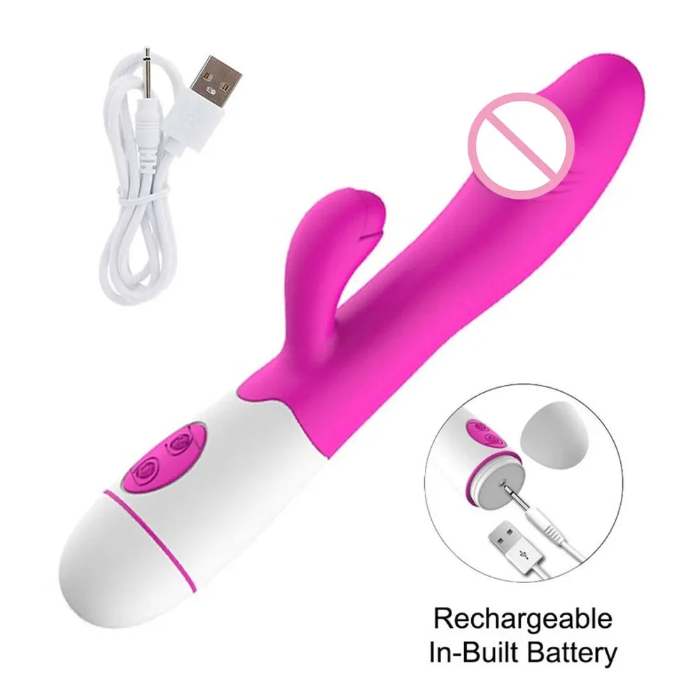 Rabbit Vibrator for Women Vagina G-Spot Nipple Clitoris Stimulator Thrusting Telescopic Rotating Dildo for Adult Sexy Toys luvshop24