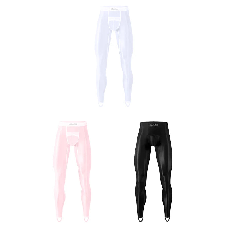 1/2/3PCS Men's Leggings Underwea Thin Sexy Transparent Ice Silk High Stretch Foot Anti Slip Pants Fitness Bottoms Pants AD776 luvshop24