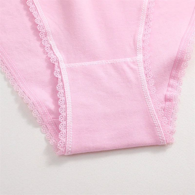 Lace Panties Women Cotton Briefs Female Comfortable Underwear 4PCS/Set Elstice Solid Color Panties Female Low Rise Sexy Lingerie luvshop24