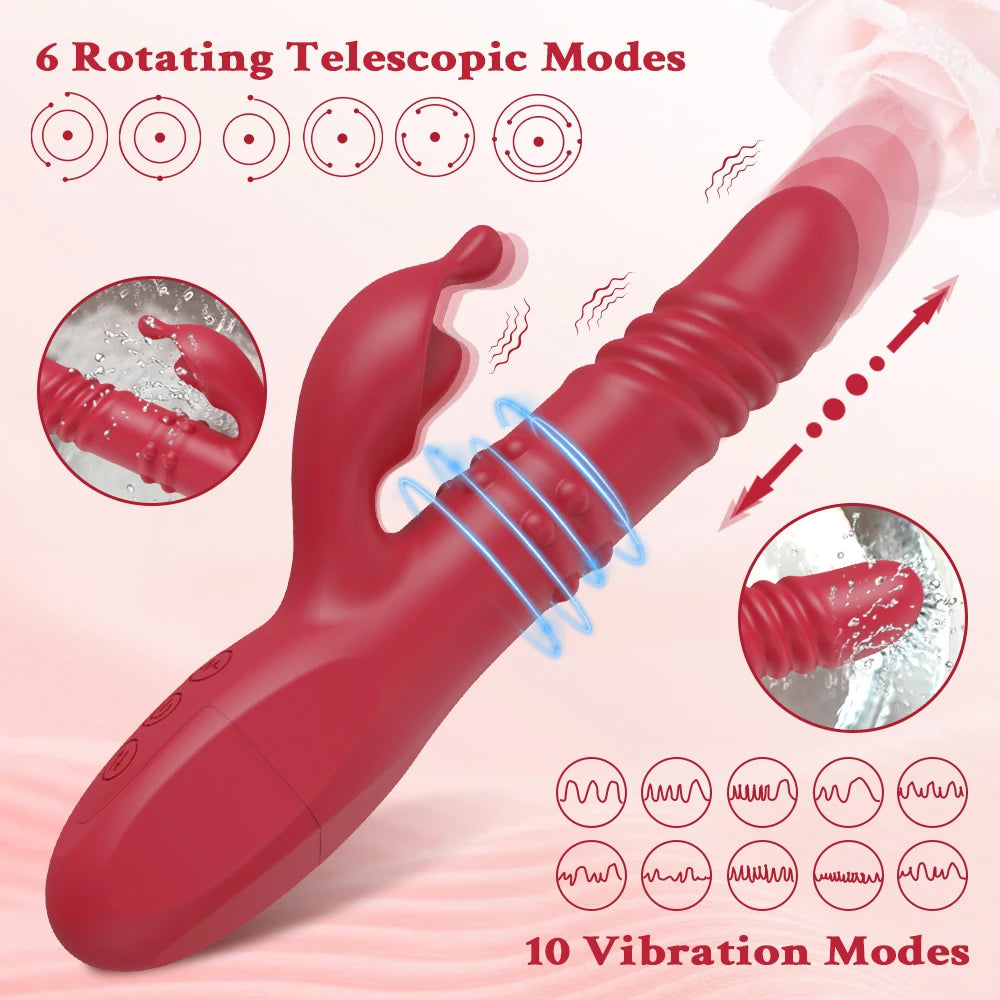 Rabbit Vibrator For Women Powerful G Spot Telescopic Rotating Clitoris Vagina Stimulator Female Masturbator For Adult Sexy Toys luvshop24