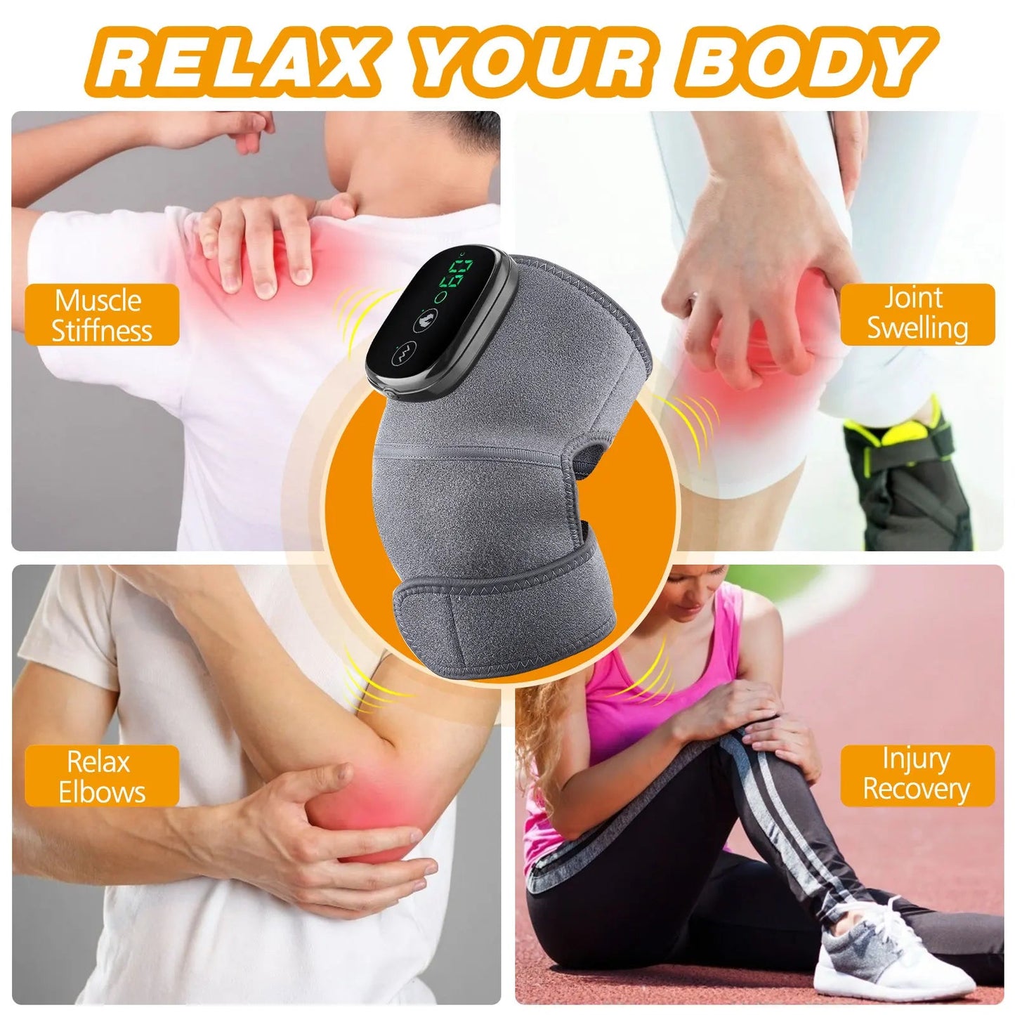 3 in 1 Electric Heating Massage Belt Knee Shoulder Vibrator Hot Compress Joint Physiotherapy Support Brace Arthritis Pain Relief luvshop24