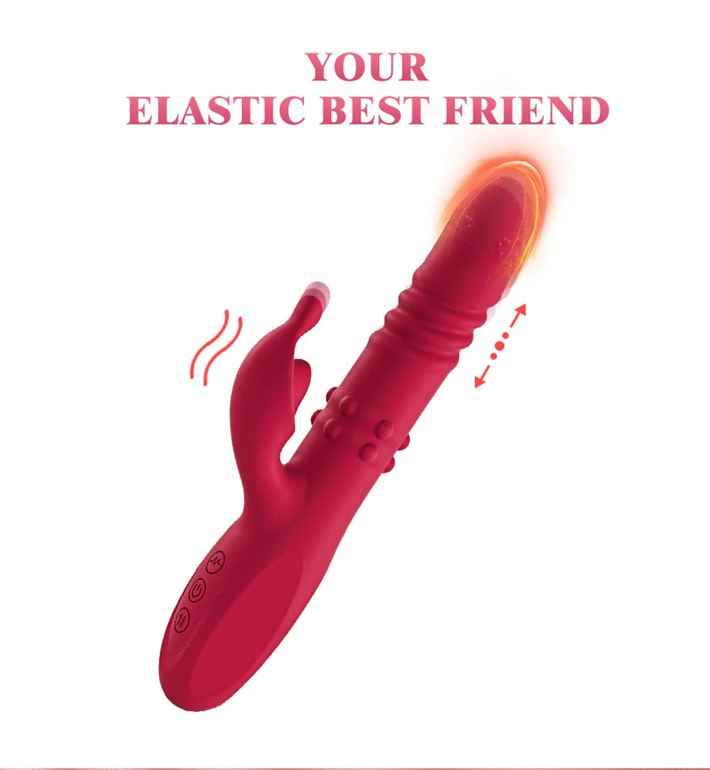 Telescopic Rabbit Vibrator for Women Powerful G Spot Rotating Massage Vaginal Clitoris Stimulator Female for Adult Sexy Toys luvshop24