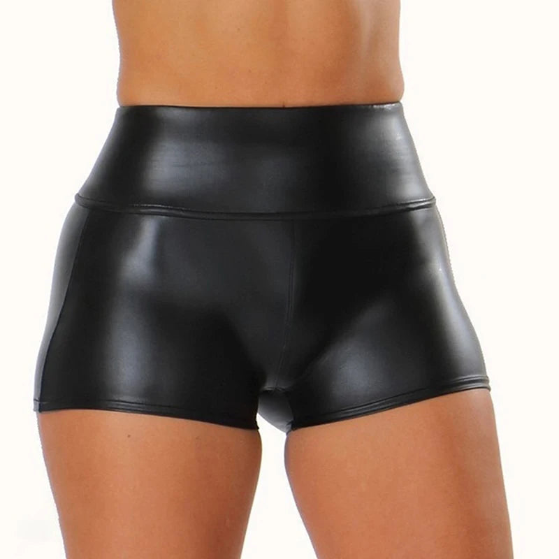 2024 Sexy Womens Shorts Shiny Elastic High Waist Shiny Faux PU Leather Short Pants Slim Hot Dance Clubwear Mini Shorts luvshop24