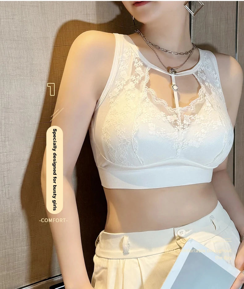 1pcs Lace Sexy Bra No Steel Ring Comfortable Full Cup Large Size Bra Vest Bra One Gather Anti Sagging Underwear luvshop24