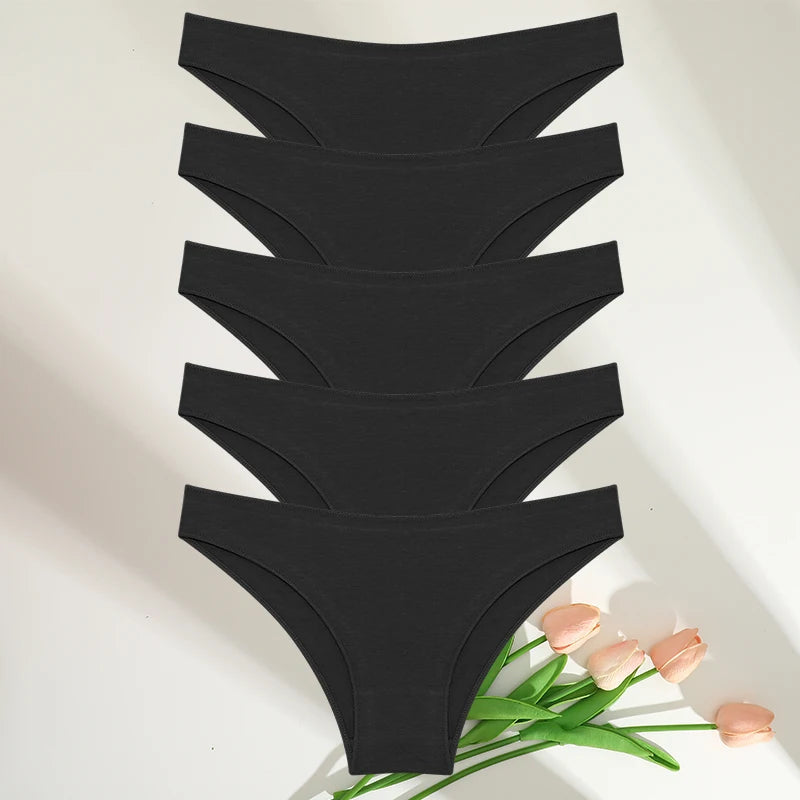 FINETOO 5PCS/Set M-XXL Panties Women Cotton Lingerie Woman Underwear Sexy Femme Underwear Girls Underpant Panty 7 Solid Colors luvshop24