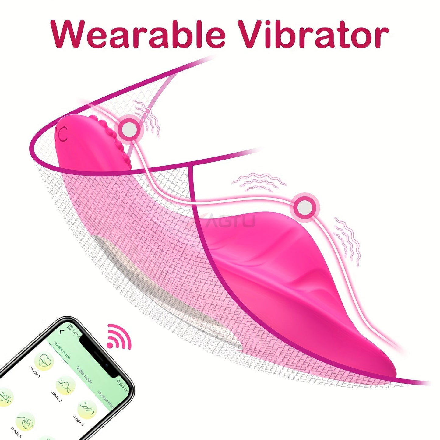ALWUP Wireless Wearable Vibrator for Women, APP Remote Controlled, Rechargeable Lithium Battery 130mAh, Battery Powered, 9 Vibration Modes, with Portable Vibrating Massager for Adult Entertainment luvshop24