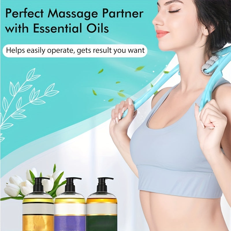 1pc Handheld Neck Massager with 6 Trigger Point Rollers for Deep Tissue Massage - Shiatsu Shoulder Massage Tool for Arm, Legs, Back, Neck and Shoulder Relaxation luvshop24