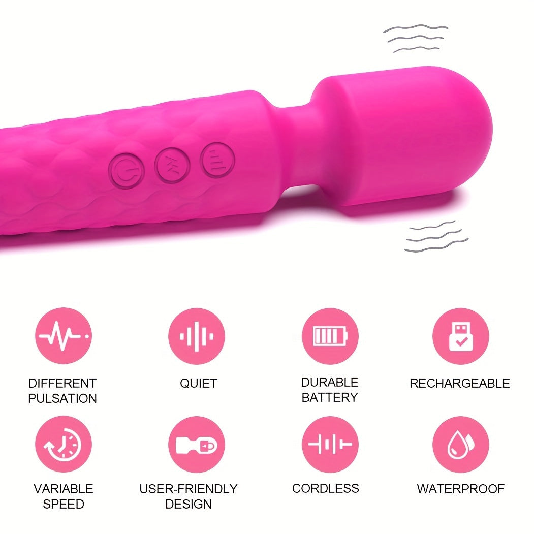 Vibrating Wand Massager - 20 Modes, 8 Speeds, Quiet, Waterproof, USB Rechargeable, Hand-Held, Cordless, Mini, Adult Toy for Her Pleasure, Couples Delight luvshop24