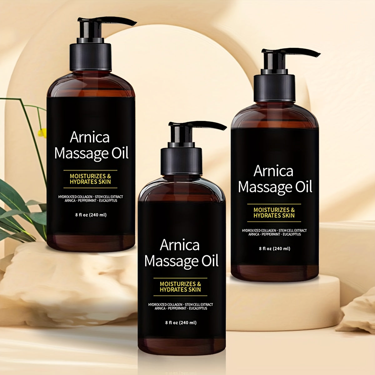 8.12oz/ 8 fl.ozArnica Massage Oil with Hydrolyzed Collagen, Peppermint & Eucalyptus Oils, for All Skin Types luvshop24