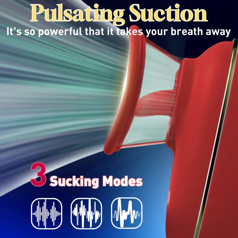 1pc Vibrator Adult Erotica, Female Erotica Vibrator, 3 Suction, 9 Tongue Licking Vibrating Adult Toys, Tongue Licking Clitoris Vagina G Spot, Instant Orgasm, Rose Erotica G Spot Vibrator, Adult Products luvshop24