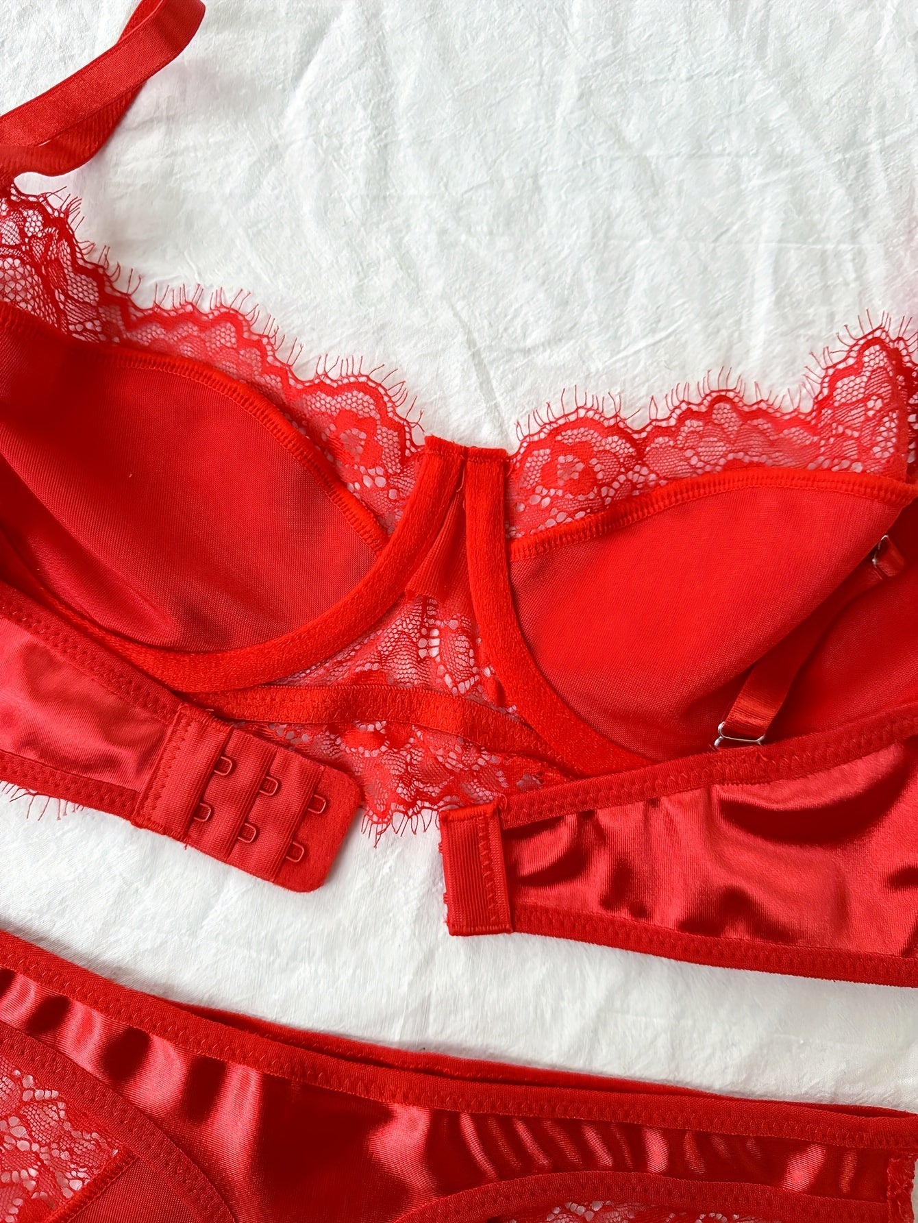 Erotic Contrast Eyelash Lace Bra & Panties, Hot Underwire Bra & Thongs Lingerie Set, Women's Lingerie & Underwear luvshop24