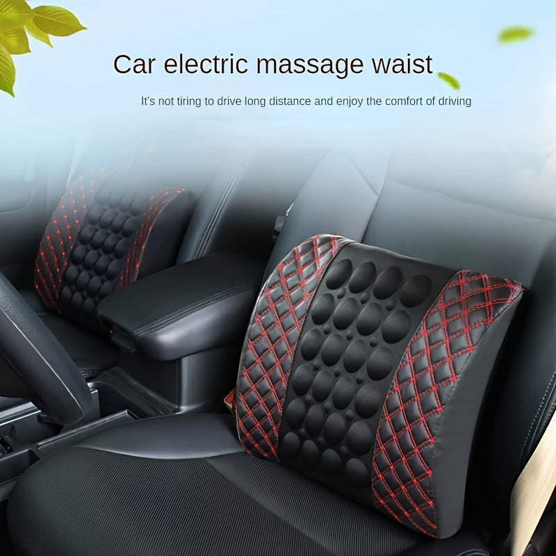 Car Lumbar Electric Massager, Red Pillow Car Interior Decoration, Ultra-fiber PU Leather Cushion For Car, Office luvshop24