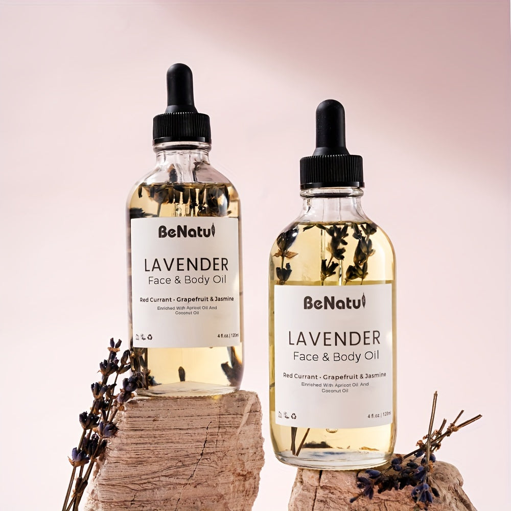 BeNatu 1 Bottle Body Massage Oil Lavender Body Oil -4.06 oz Lavender Body Oil - Moisturizing Skin Essential Oil - Contains Lavender Extract, Olive Oil - All Light Beige Types luvshop24