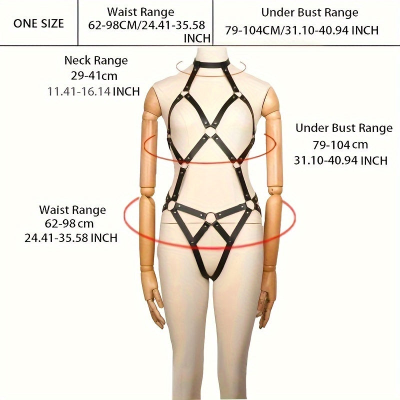 1PC Sexy PU Leather BDSM Harness - Adjustable Bondage Restraints For Erotic Costumes And Lingerie - Perfect For Valentines Day, Party, And Gift-Giving Occasions luvshop24