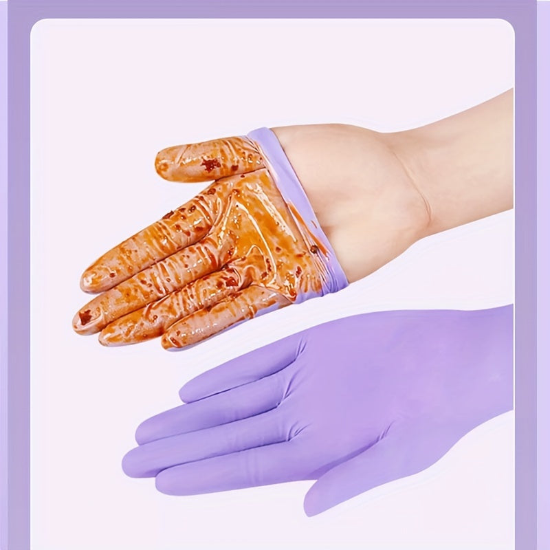 100 Disposable Gloves Made Of Nitrile Rubber, Food Grade Beauty, Kitchen Cooking, Dishwashing, Waterproof, Massage, Oil Resistant, Durable And Clean luvshop24