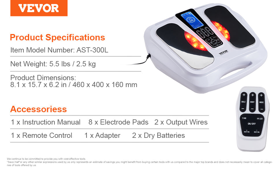 VEVOR Foot Circulation Stimulator with Heat EMS & TENS Foot Massager Electric Foot Stimulator for Pain Relief Muscles Vibrator luvshop24