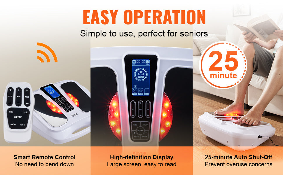 VEVOR Foot Circulation Stimulator with Heat EMS & TENS Foot Massager Electric Foot Stimulator for Pain Relief Muscles Vibrator luvshop24