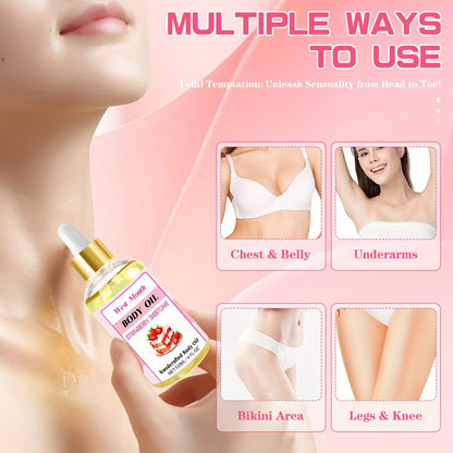 120ml/4.05 Fl.Oz, Body Juice Strawberry Shortcake Scented Massage Oil, With Strawberry Extract, Jojoba, Coconut, Avocado & Olive Oils, Hydrating Body Oil luvshop24