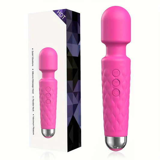Vibrating Wand Massager - 20 Modes, 8 Speeds, Quiet, Waterproof, USB Rechargeable, Hand-Held, Cordless, Mini, Adult Toy for Her Pleasure, Couples Delight luvshop24
