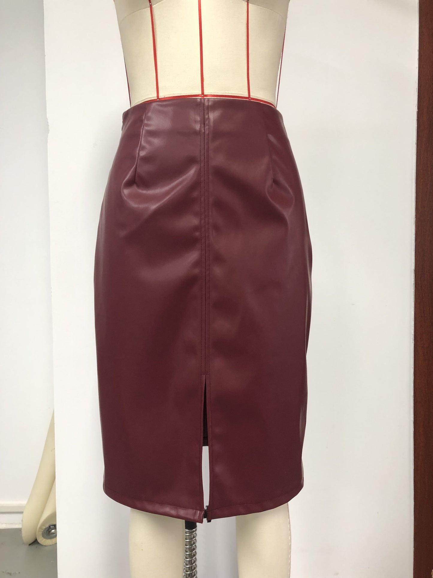Sexy Leather Slim Slit Skirts, Casual PU Fashion Bodycon Skirts, Women's Clothing luvshop24