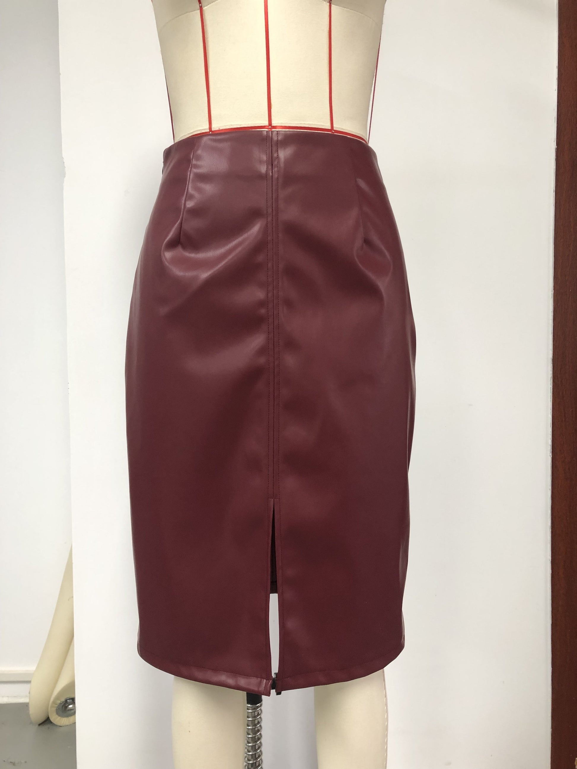 Sexy Leather Slim Slit Skirts, Casual PU Fashion Bodycon Skirts, Women's Clothing luvshop24