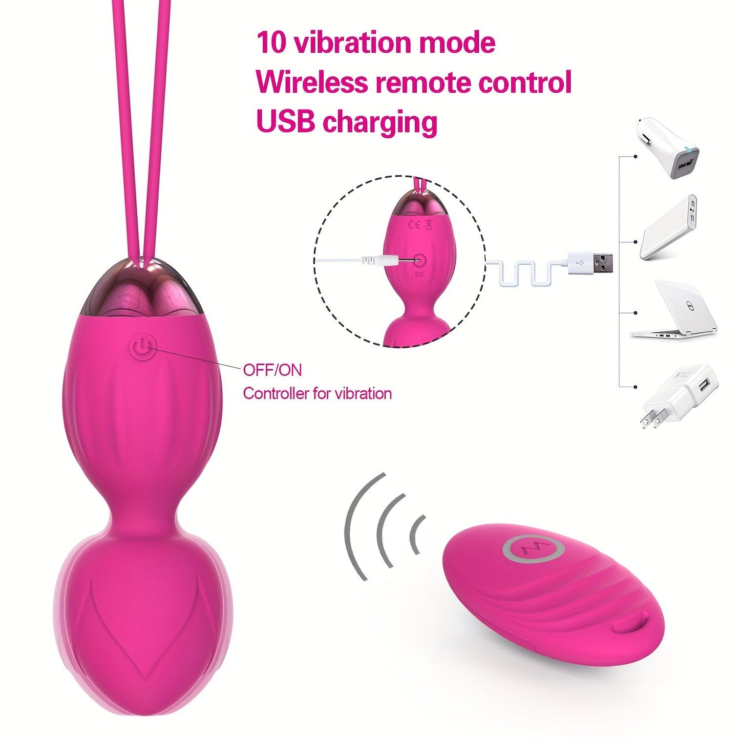 [Sweet Vibrations Wireless Egg] Wireless Vibrating Egg, Sets Sweet Vibrations Ball Vibrator - Remote Control, G-Spot Stimulator, Body-Safe Materials - Multiple Vibration Modes luvshop24