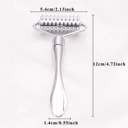 Stainless Steel Facial Massage Roller Gua Sha Tool Set Massager for Face Body Beauty SPA Care Tools, Acupressure Massager - Deep Tissue Massage Tool for Hand, Foot, Neck, Arms luvshop24