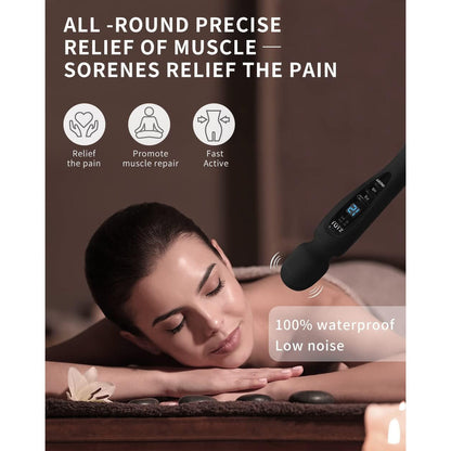 Rechargeable Personal Massager, 12 Patterns Massager, Personal Massager for Women, Quiet &amp; Waterproof Massager for Women, Digital Display Wand Massager for Neck, Back Pain Relief - Black luvshop24