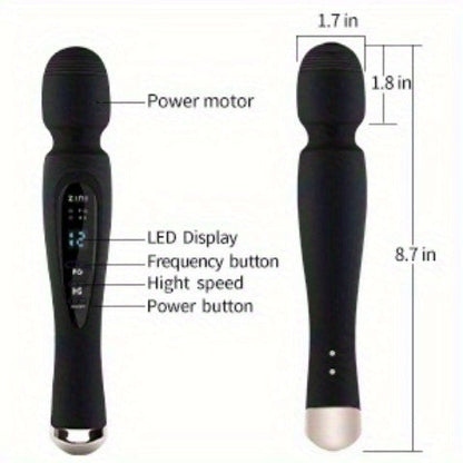 Rechargeable Personal Massager, 12 Patterns Massager, Personal Massager for Women, Quiet & Massager for Women, Digital Display Wand Massager for Neck, Back Pain Relief - Black, Dildo luvshop24