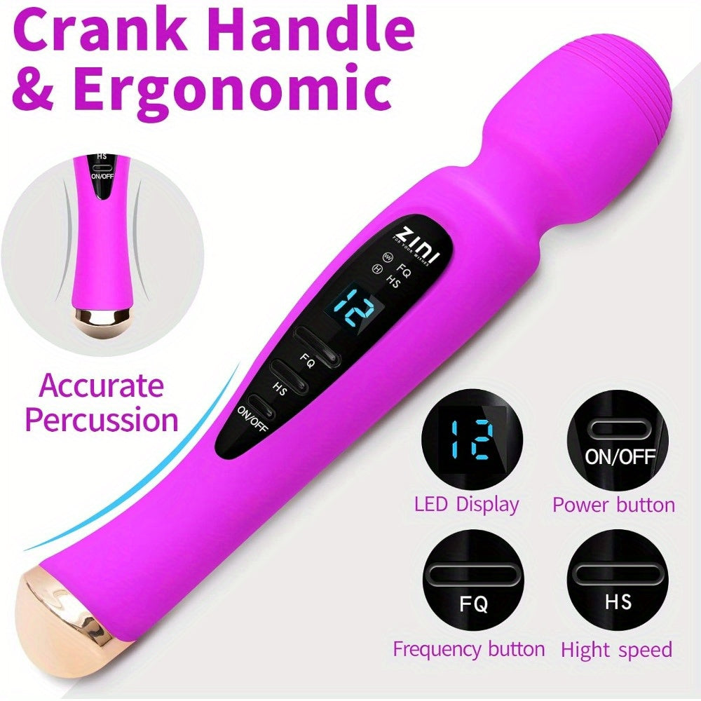 [Quiet Massager] 12 Speed Cordless Wand Massager | Whisper Quiet, Handheld, USB Magnetic Charger, for Body, Sports & Aches - Purple luvshop24