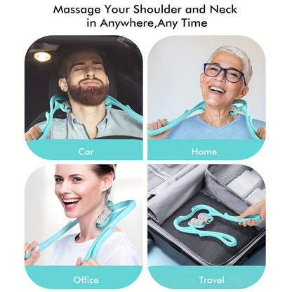 1pc Handheld Neck Massager with 6 Trigger Point Rollers for Deep Tissue Massage - Shiatsu Shoulder Massage Tool for Arm, Legs, Back, Neck and Shoulder Relaxation luvshop24
