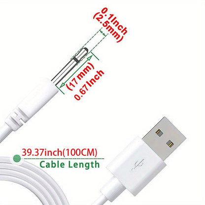 2pcs 3.3ft Fast Charging Cord Adapter - USB To 2.5mm DC Jack - Rechargeable Massager Wand Compatible luvshop24