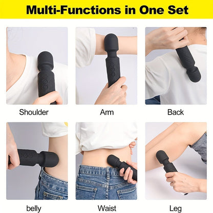 20 Vibrations Pattern Powerful Quiet Rechargeable Magic Wand Massager luvshop24