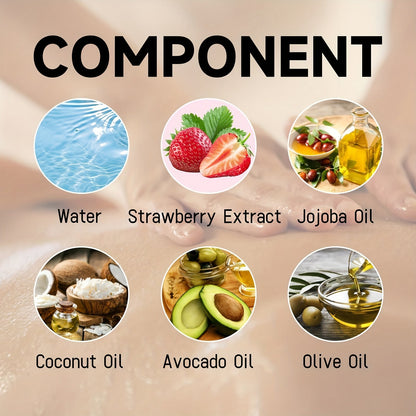 120ml/4.05 Fl.Oz, Body Juice Strawberry Shortcake Scented Massage Oil, With Strawberry Extract, Jojoba, Coconut, Avocado & Olive Oils, Hydrating Body Oil luvshop24