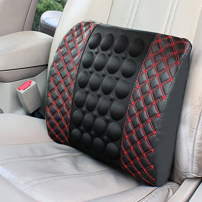 Car Lumbar Electric Massager, Red Pillow Car Interior Decoration, Ultra-fiber PU Leather Cushion For Car, Office luvshop24