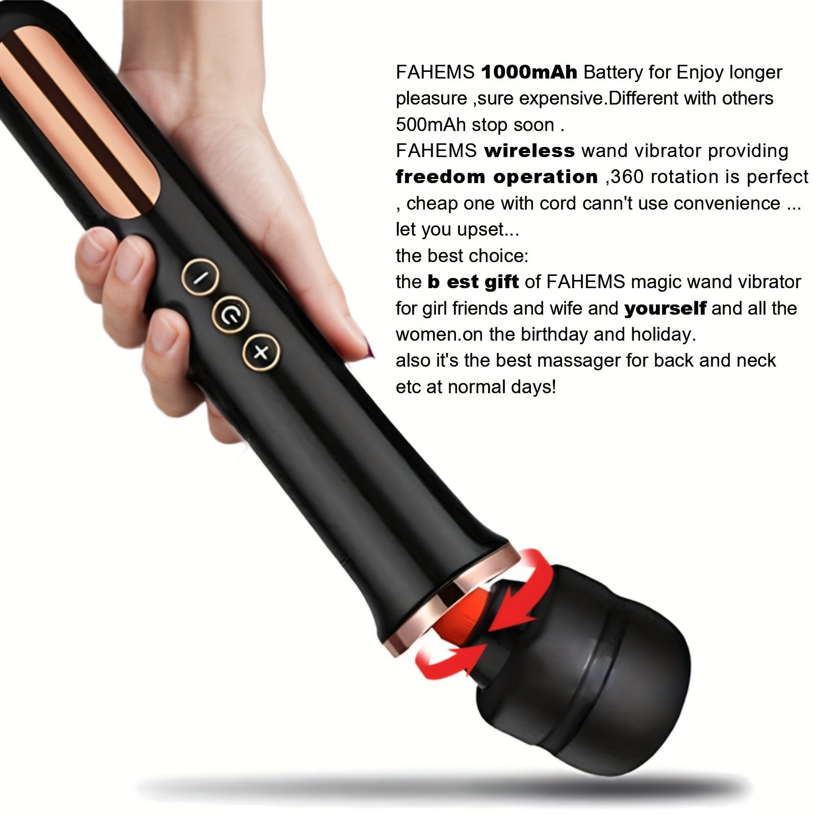 [Magic AV Wand Vibrator] 10 Modes Magic AV Wand Vibrator for Women - USB Rechargeable, Powerful Clitoral & G-Spot Stimulation Massager with 5 Speeds - Perfect Gift luvshop24