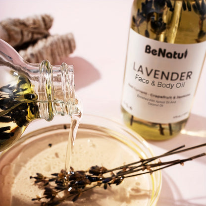 BeNatu 1 Bottle Body Massage Oil Lavender Body Oil -4.06 oz Lavender Body Oil - Moisturizing Skin Essential Oil - Contains Lavender Extract, Olive Oil - All Light Beige Types luvshop24