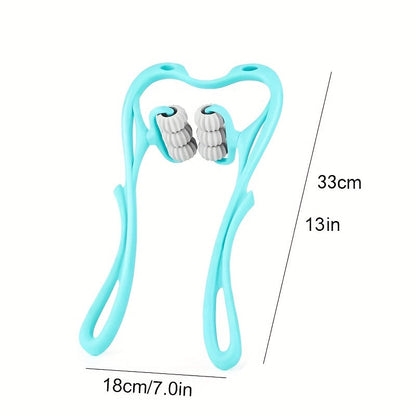 1pc Handheld Neck Massager with 6 Trigger Point Rollers for Deep Tissue Massage - Shiatsu Shoulder Massage Tool for Arm, Legs, Back, Neck and Shoulder Relaxation luvshop24