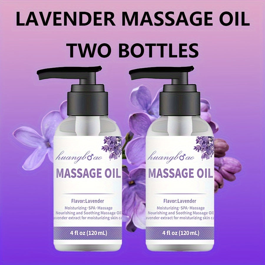 [Sensual Lavender Massage Oil] 2pcs Sensual Lavender Massage Oil - Full Body Smooth Gliding Formula for Couples Date Night - Valentine's Day Present luvshop24